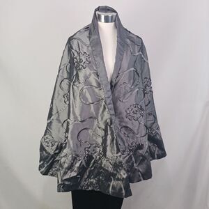 Gray W Embroidery Shawl.